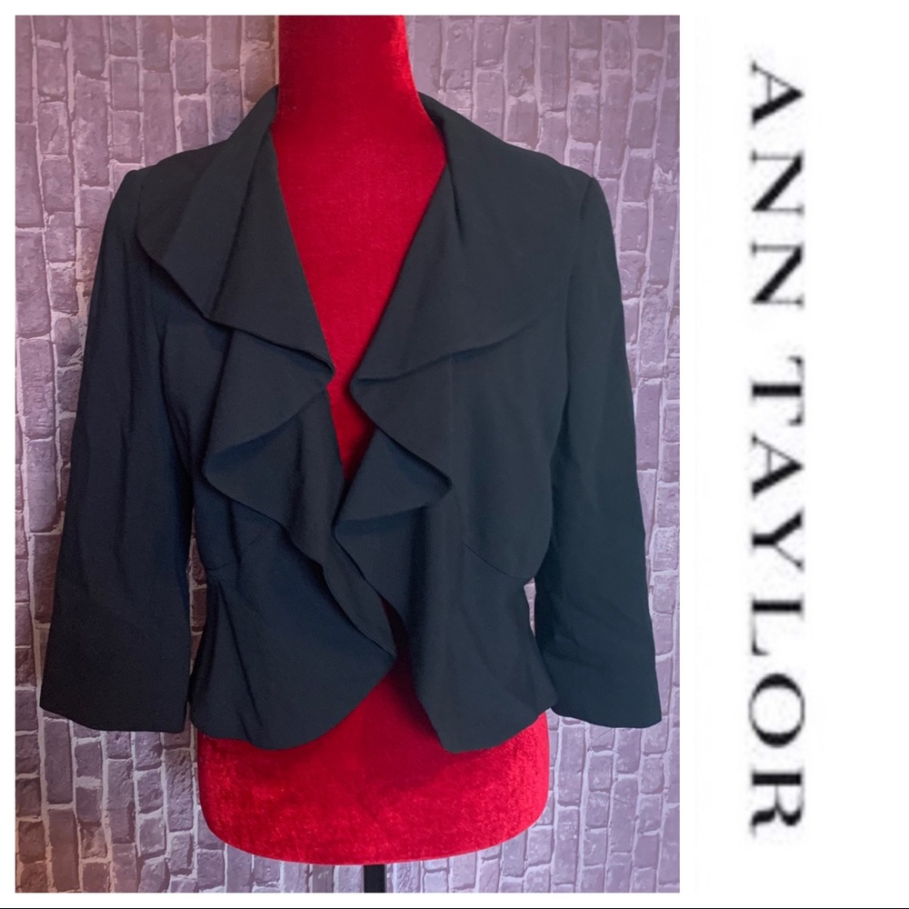 Black Ruffled Cropped Blazer